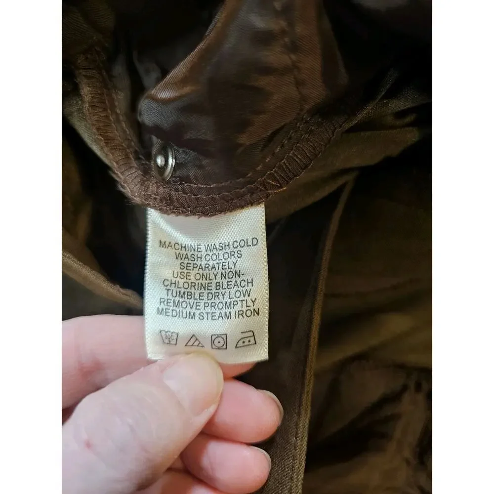 Chadwick's Faux Leather Suede Wide Leg Straight Pants Women's Size 16 Brown - Picture 5 of 6